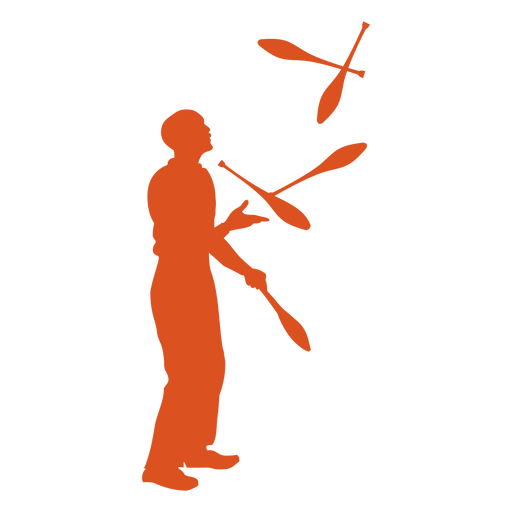 Malabarista de silhueta de circo laranja