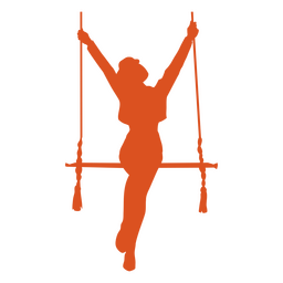 Circus silhouette orange trapeze artist PNG Design