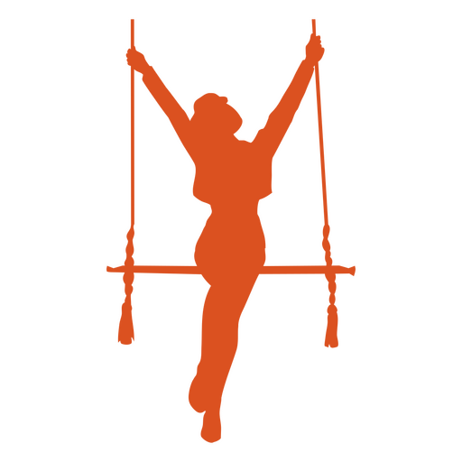 Circus silhouette orange trapeze artist