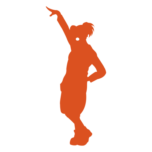Circus silhouette orange clown girl PNG Design