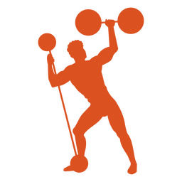 Homem forte laranja de silhueta de circo Desenho PNG