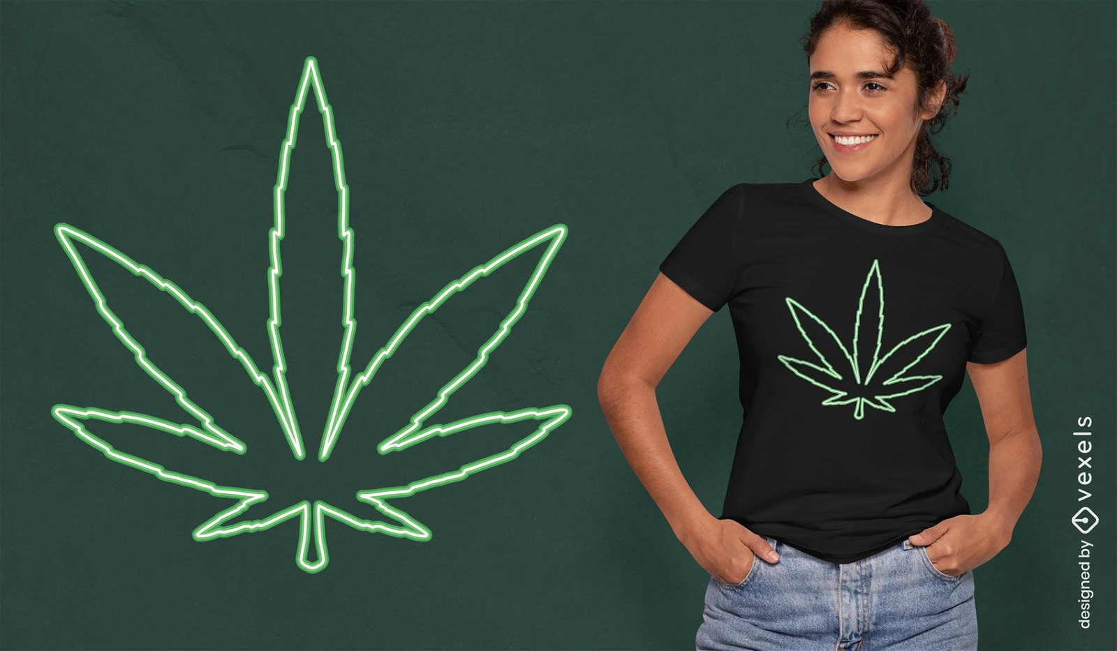 Design de camiseta de folha de maconha de cannabis