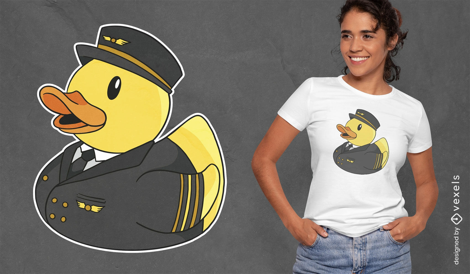Diseño de camiseta de dibujos animados de piloto de pato Ruber