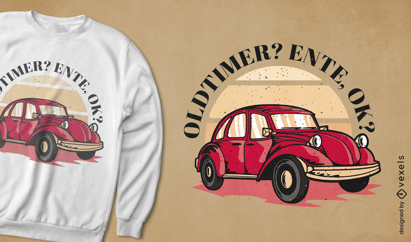 Diseño de camiseta de transporte de coche antiguo retro