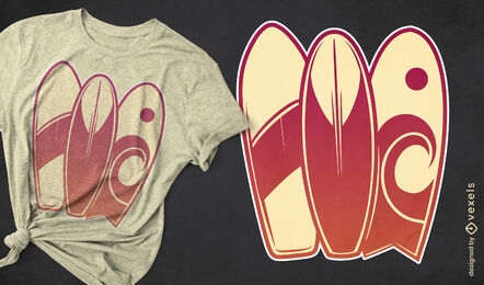Diseño de camiseta de hobby de tablas de surf.