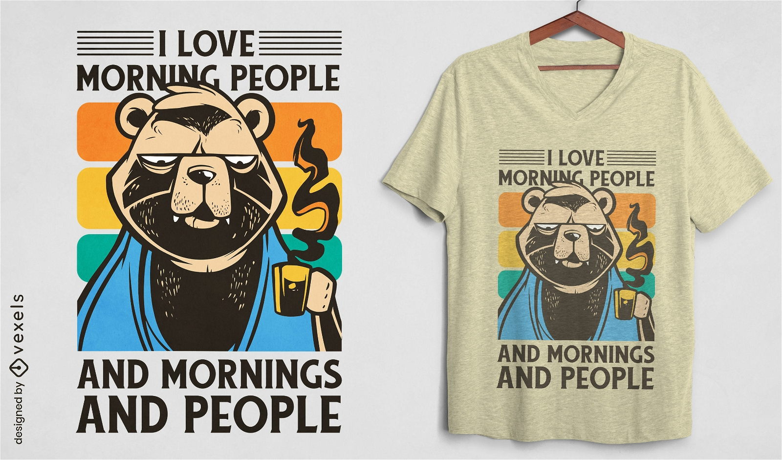 Bear with coffee cup t-shirt design