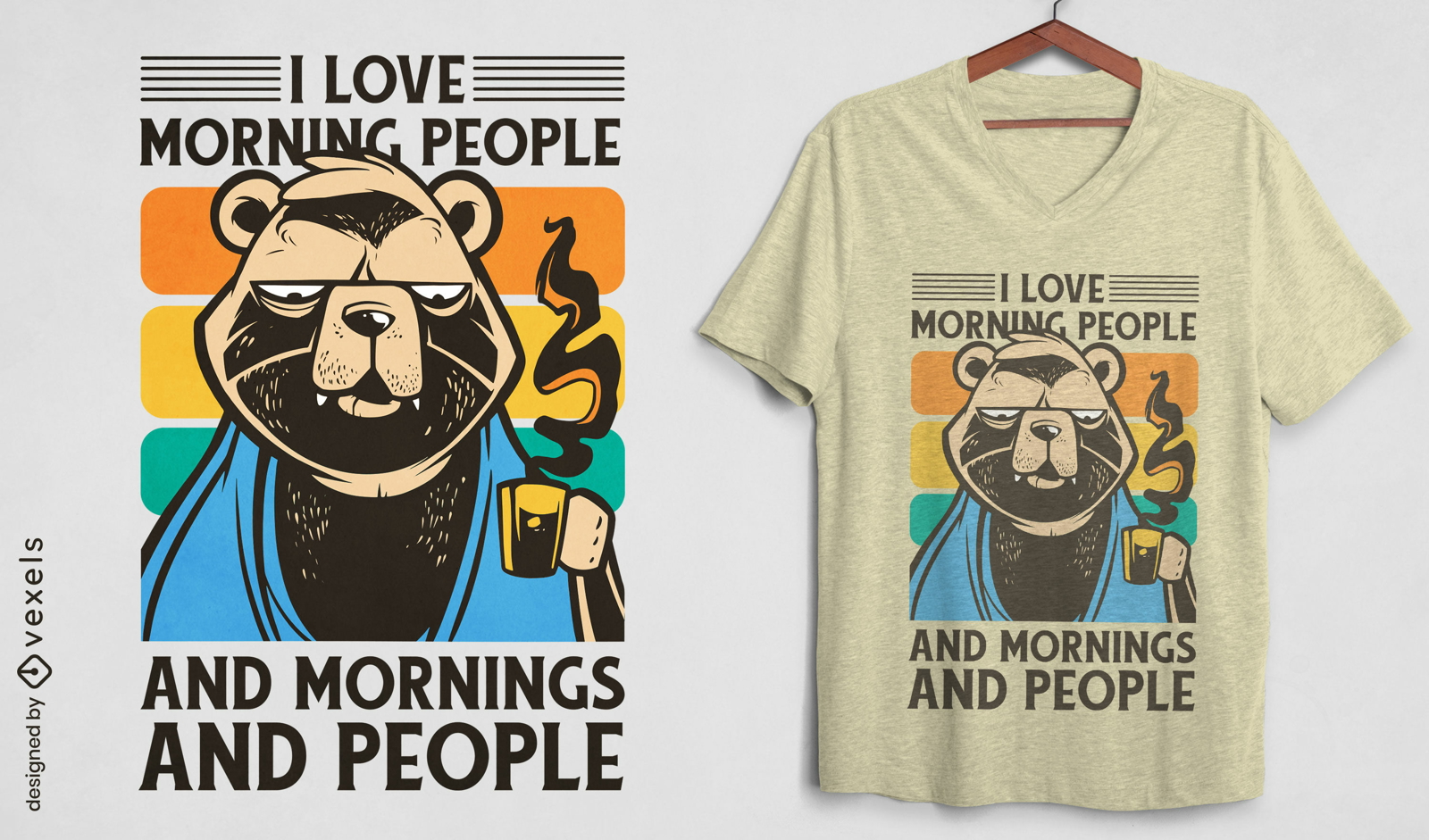 Oso con diseño de camiseta de taza de café.
