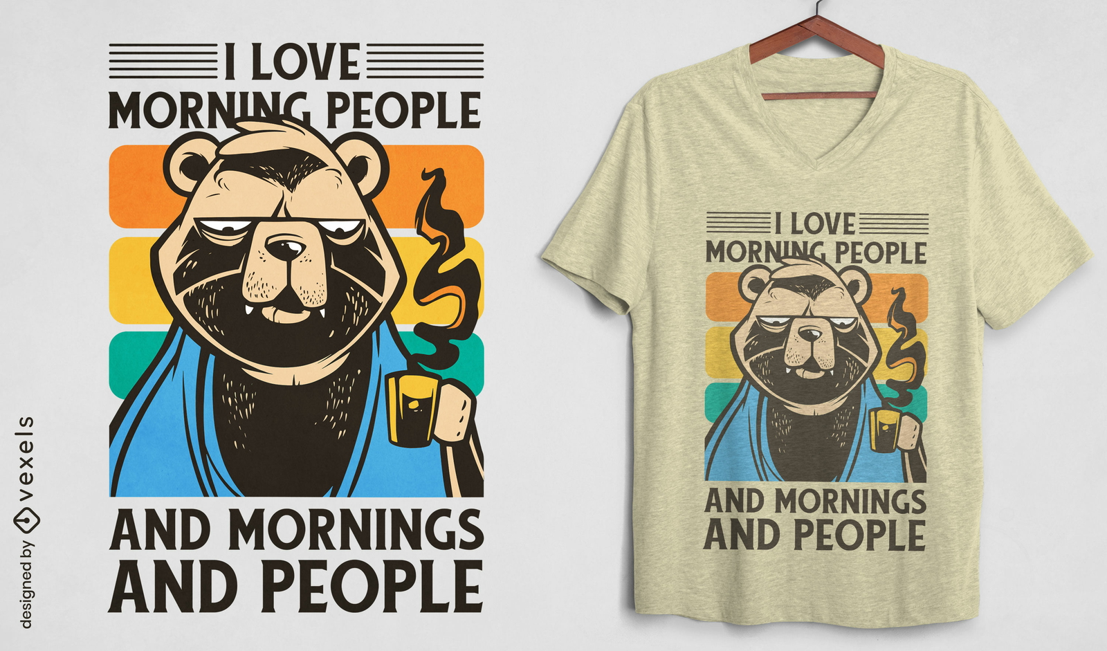 Urso com design de camiseta de xícara de café