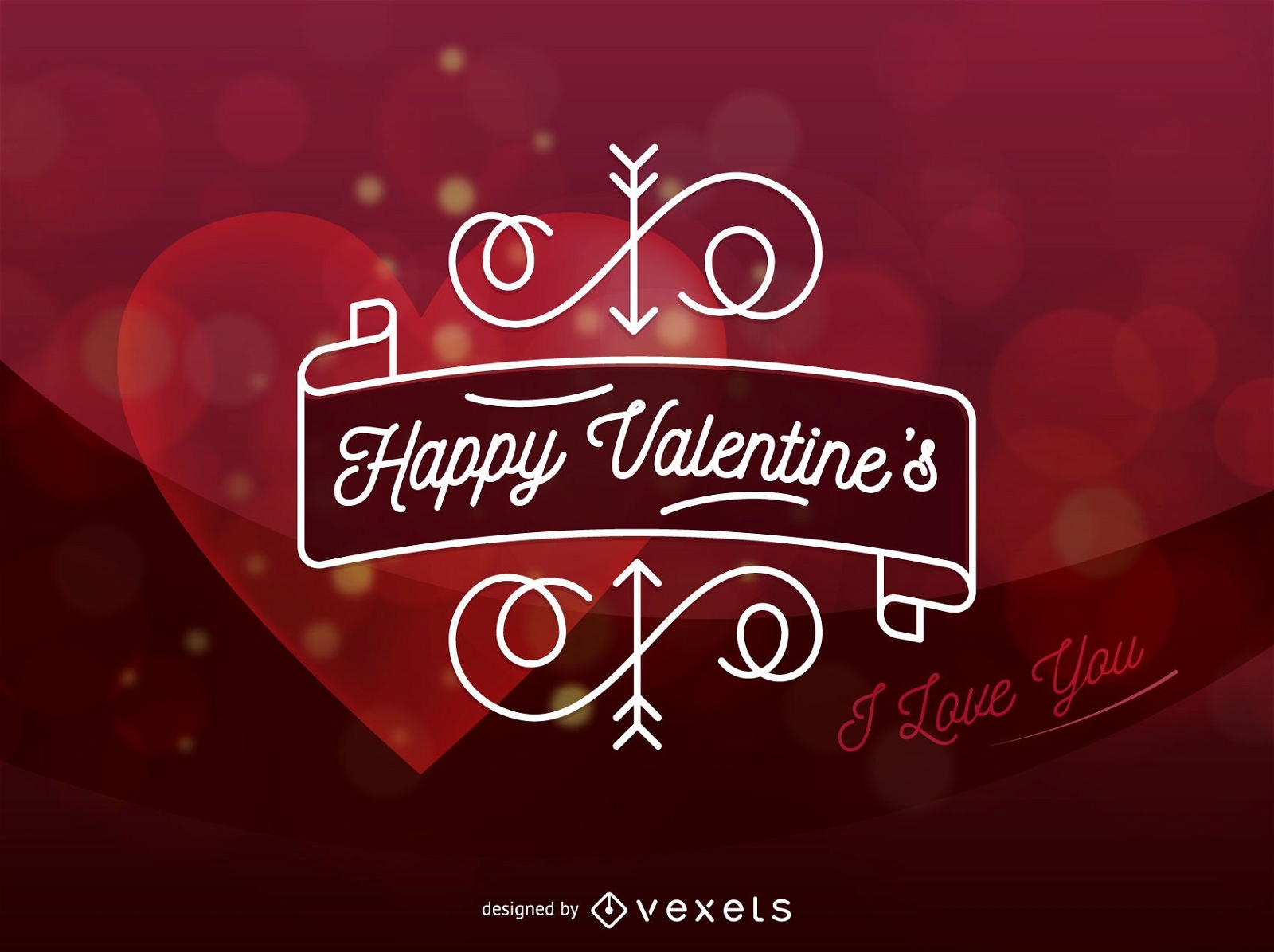 Happy Valentine's Day Heart Vector Card - Vector download1701 x 1270
