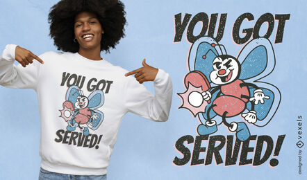 Schmetterlings-Retro-Cartoon-T-Shirt-Design