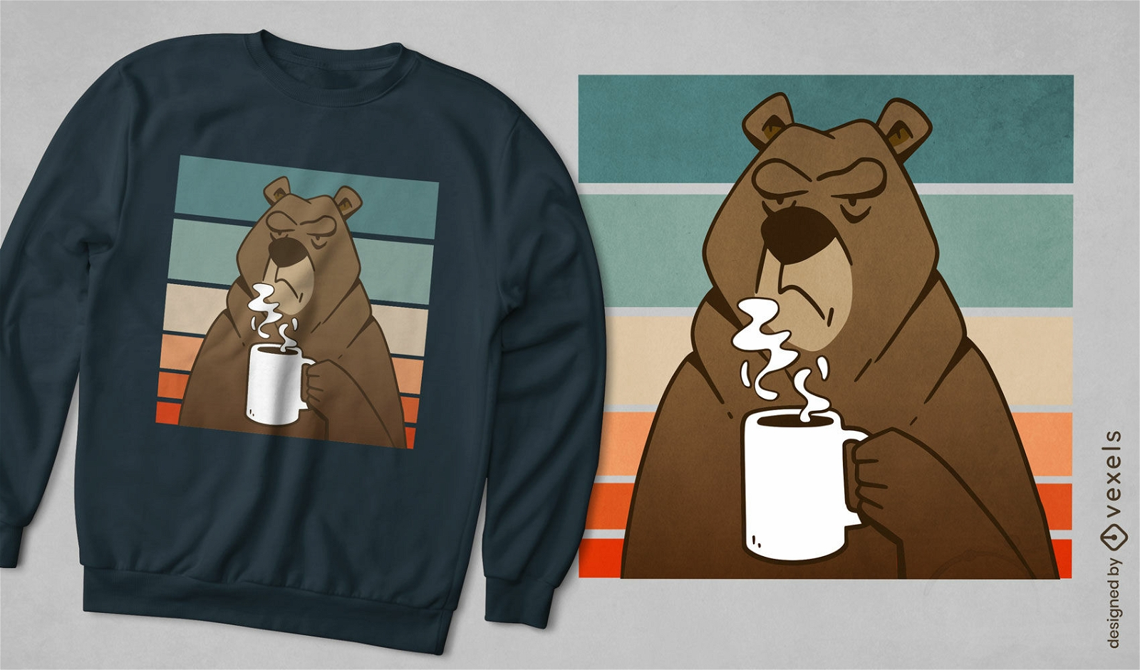 Brown bear with coffee t-shirt design