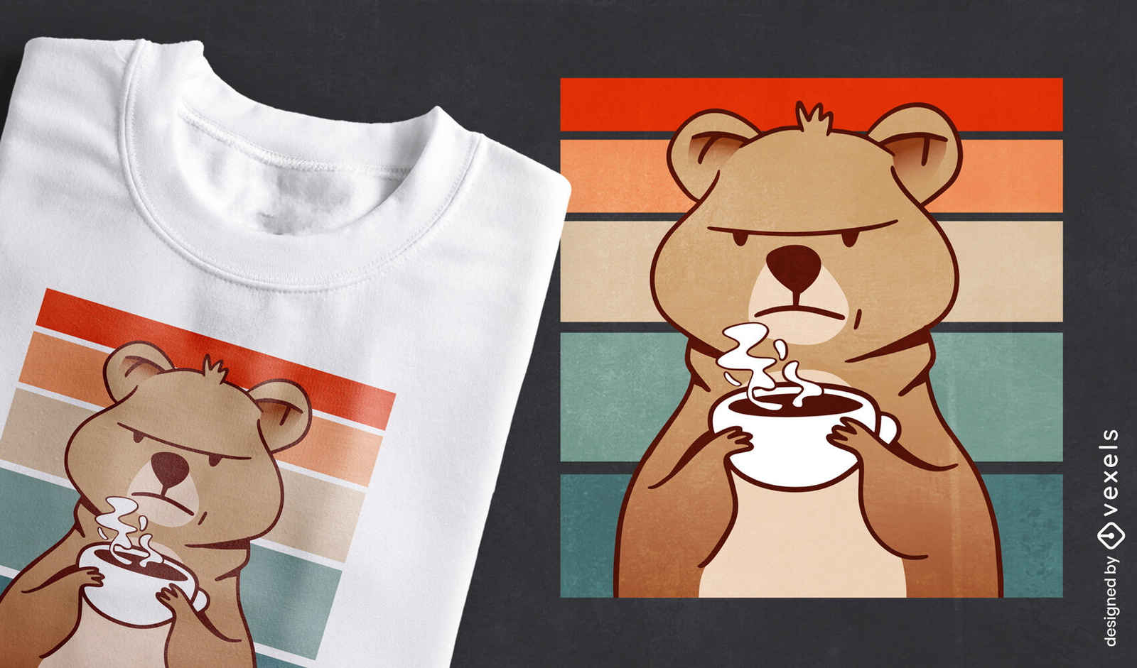 Diseño de camiseta de quokka enojado con taza de café