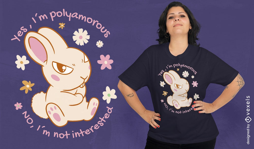 Dise?o de camiseta de conejo polivin?lico con flores.