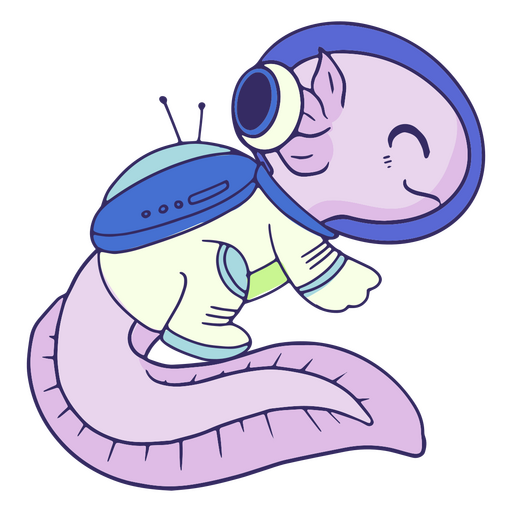 Desenhos animados do axolotl do astronauta