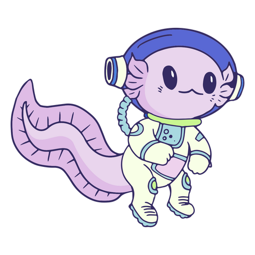 Astronaut cartoon axolotl PNG Design