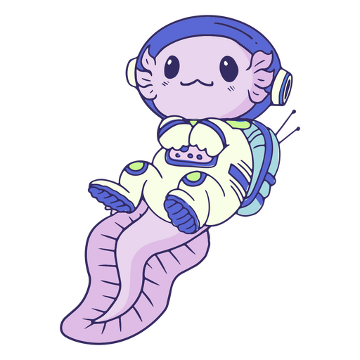 Astronauta de desenho animado Axolotl