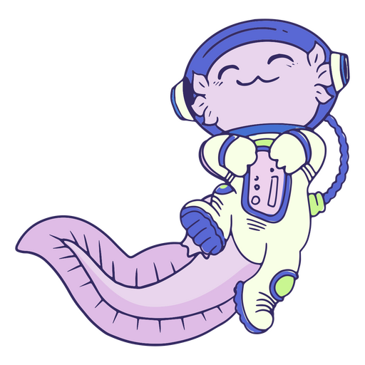 Astronauta de desenho animado axolotl fofo