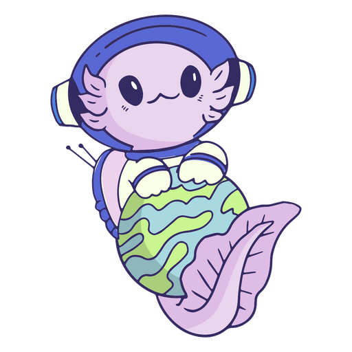 Desenhos animados do axolotl do astronauta com globo