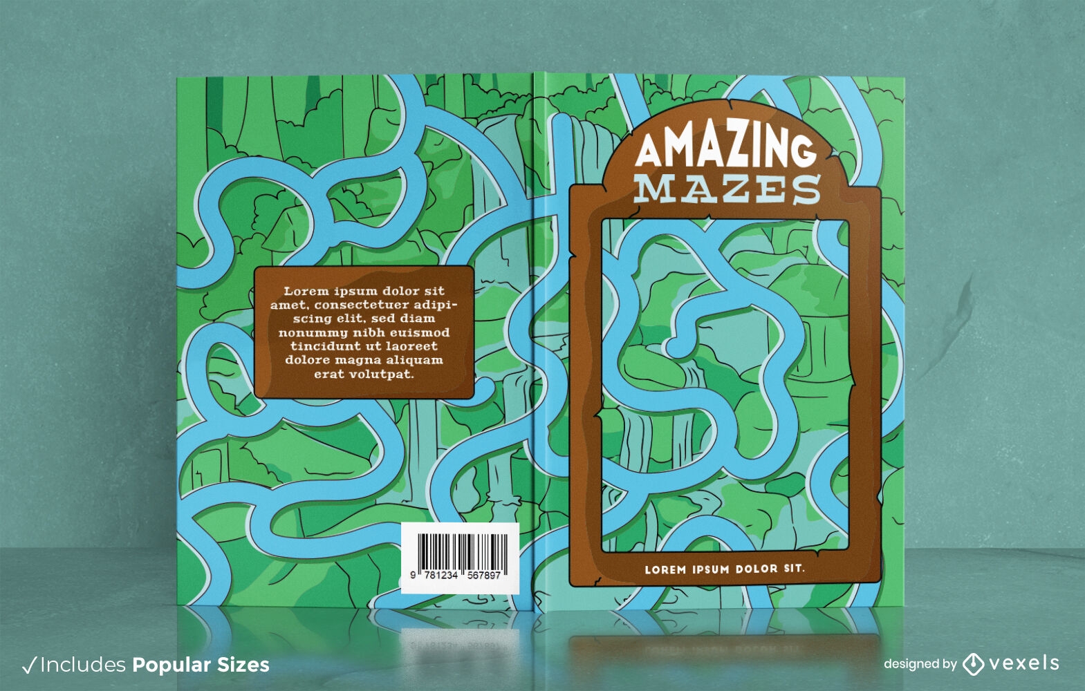 Rio no design da capa do livro do labirinto da selva