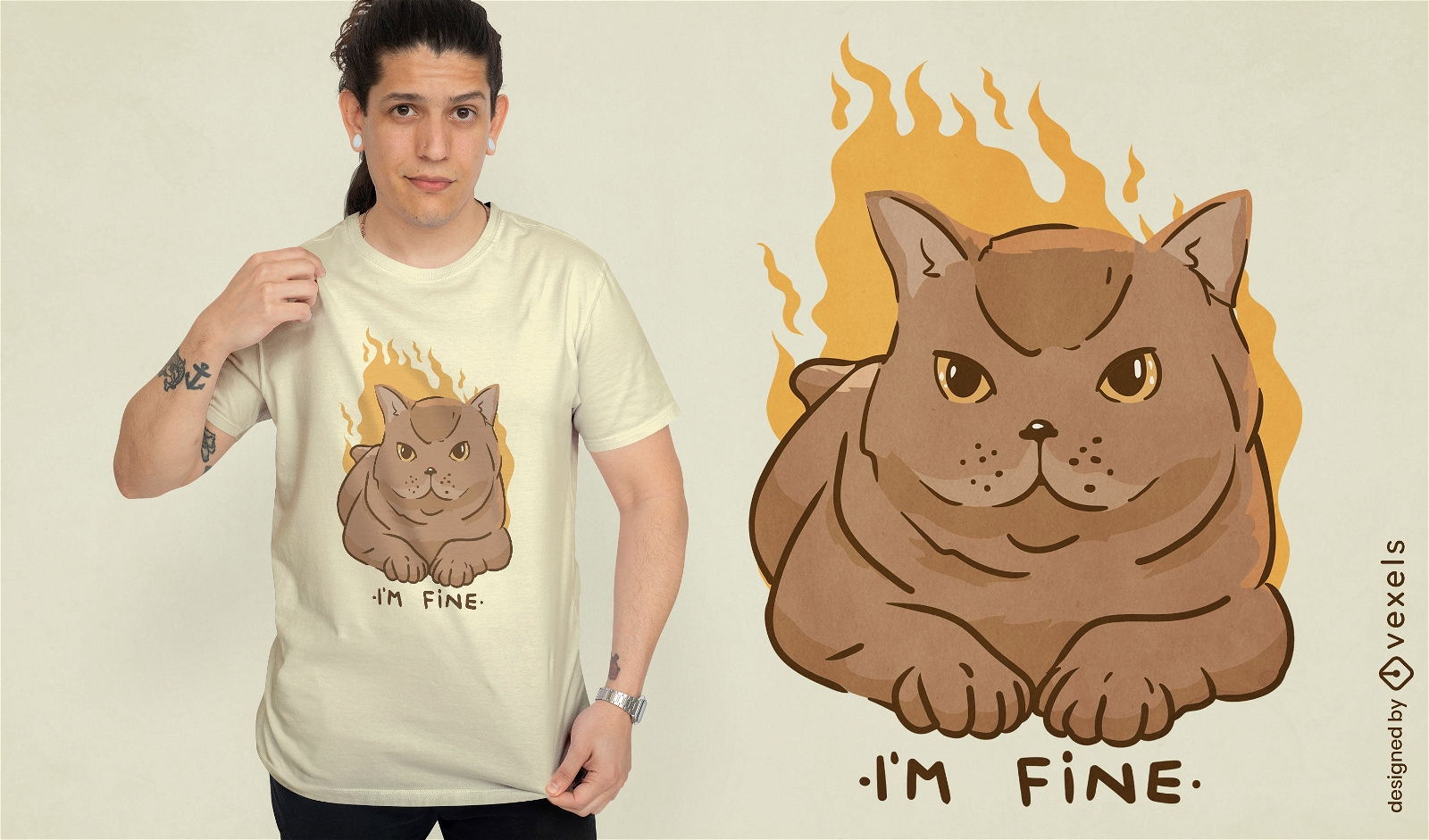 Estou bem design de camiseta de gato meme