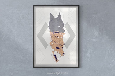 Wolf skull poster design