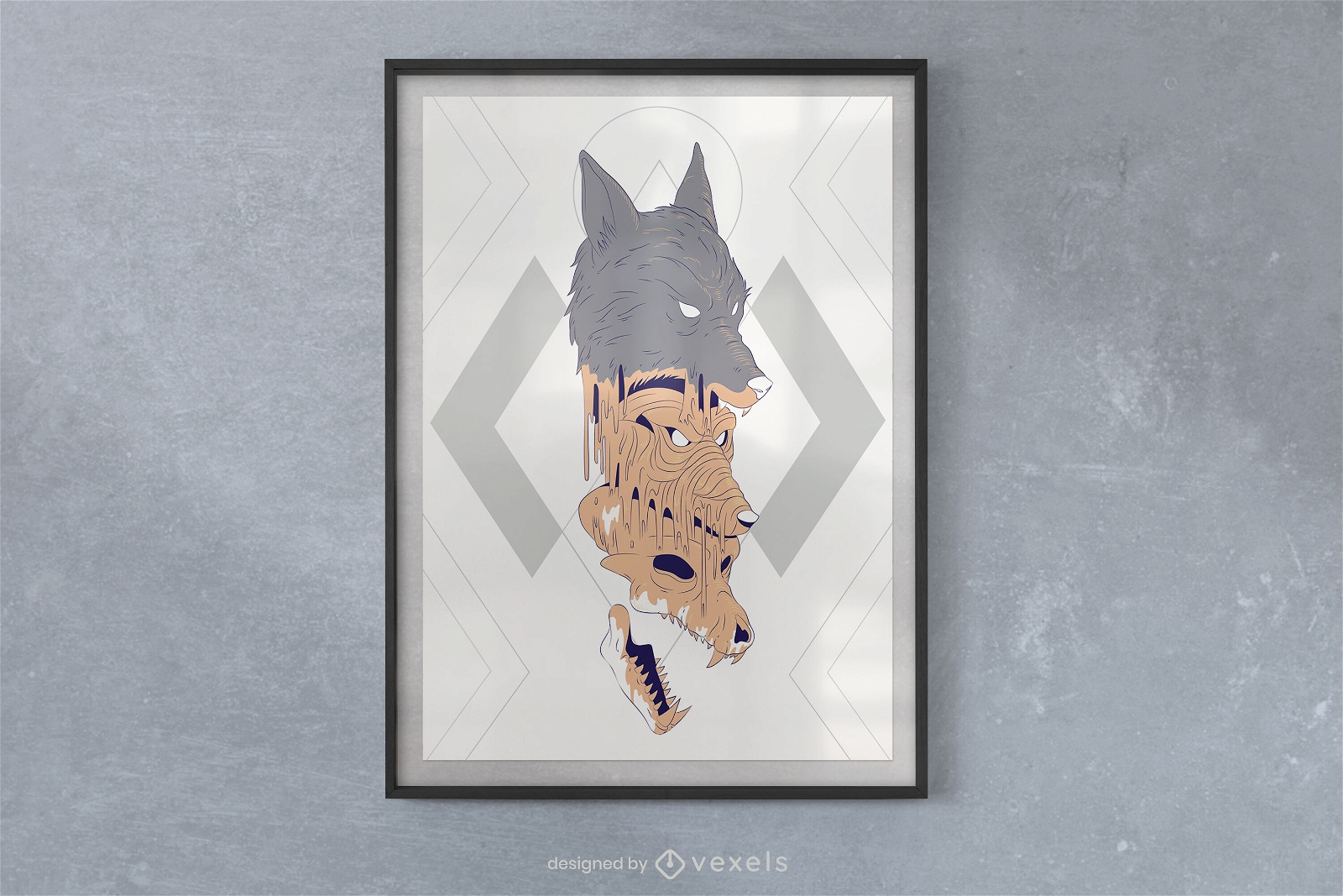 Diseño de cartel de calavera de lobo