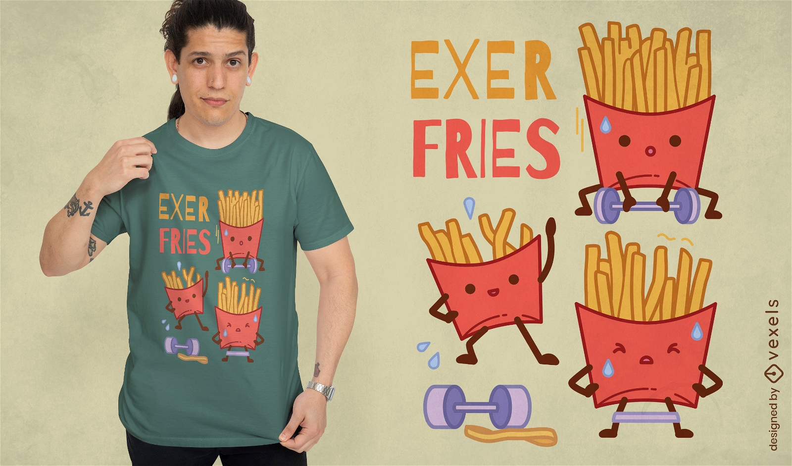 Pommes-Frites, die ?bungs-T-Shirt-Design tun