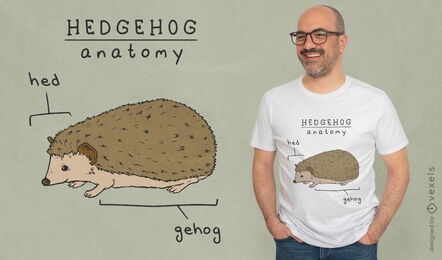 Design de camiseta de anatomia de ouriço engraçado