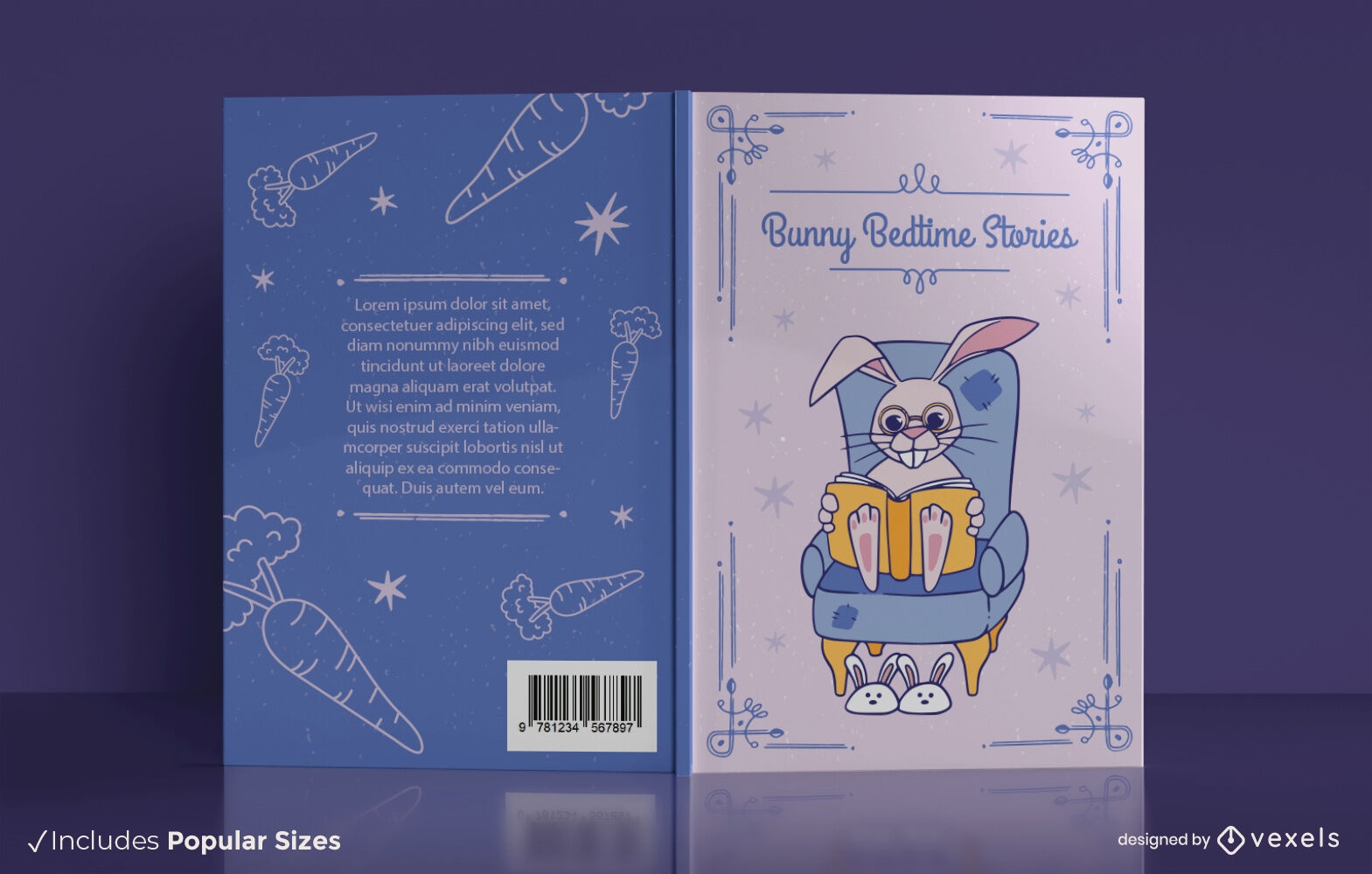 Diseño de portada de libro de cuentos para dormir de conejito