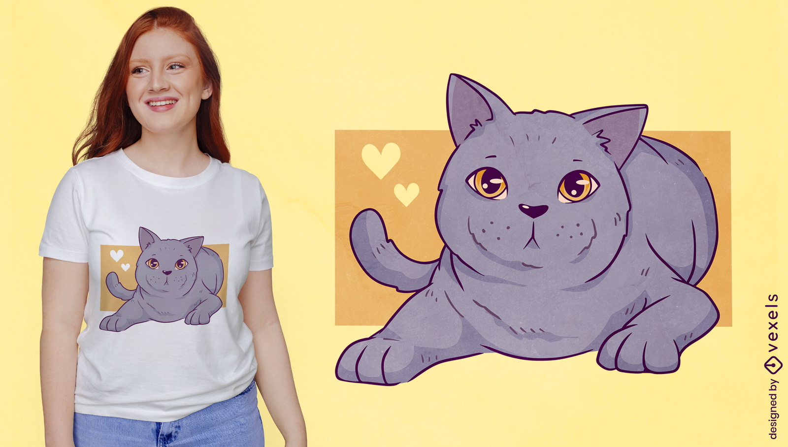 Diseño de camiseta de gato gris británico de pelo corto