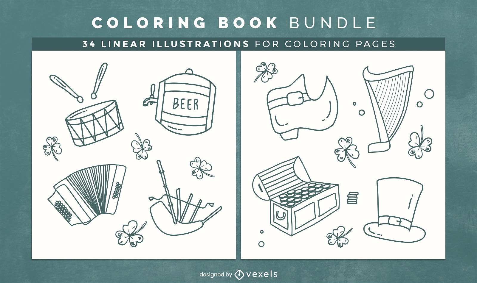 Diseño de páginas de libros para colorear del día de San Patricio
