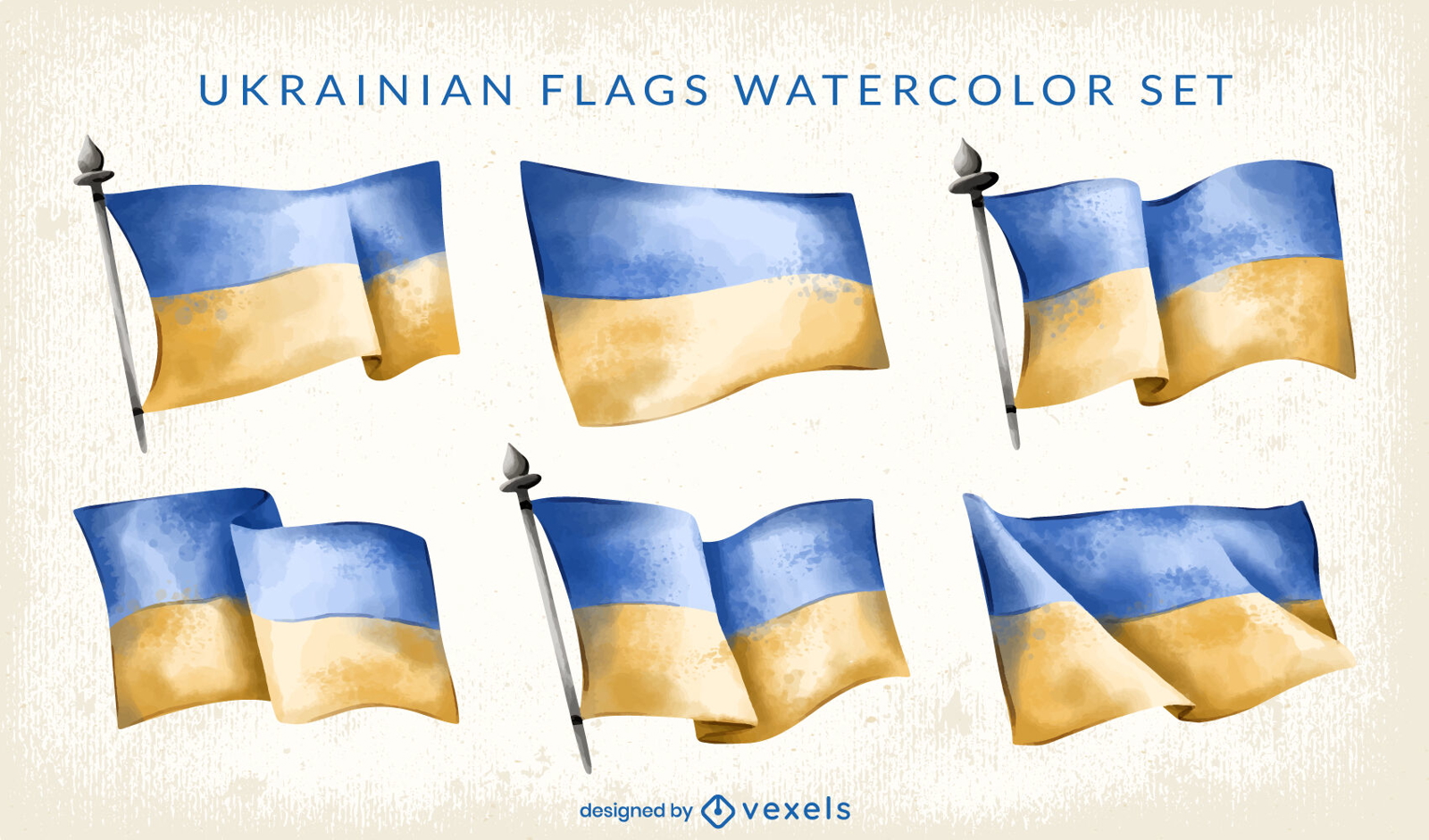Conjunto de bandeira ucraniana em aquarela