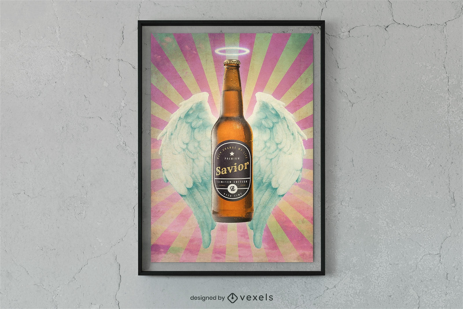 Diseño de cartel de ángel de cerveza.