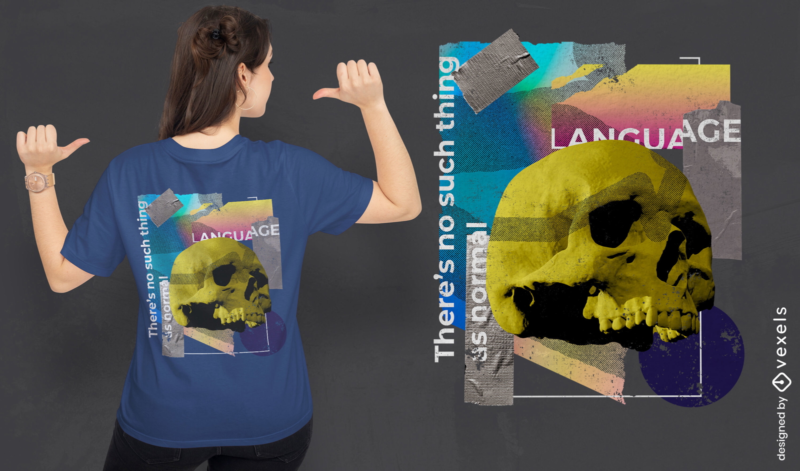 T-Shirt-Design mit Totenkopf aus gedrehtem Papier
