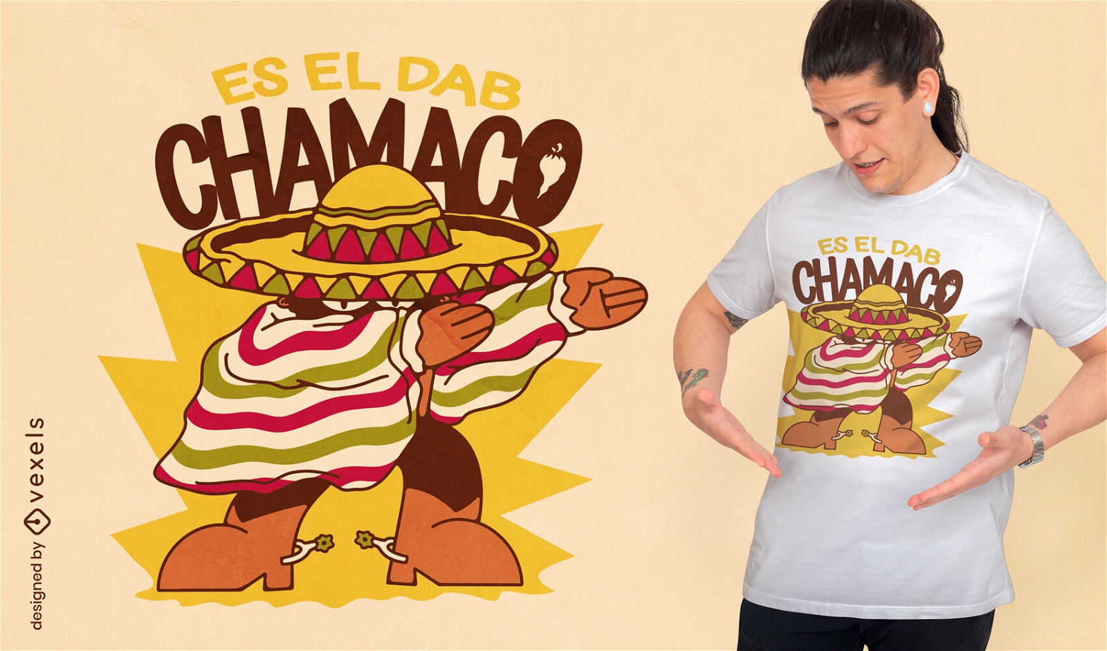 Diseño de camiseta de poncho mexicano Dabbing