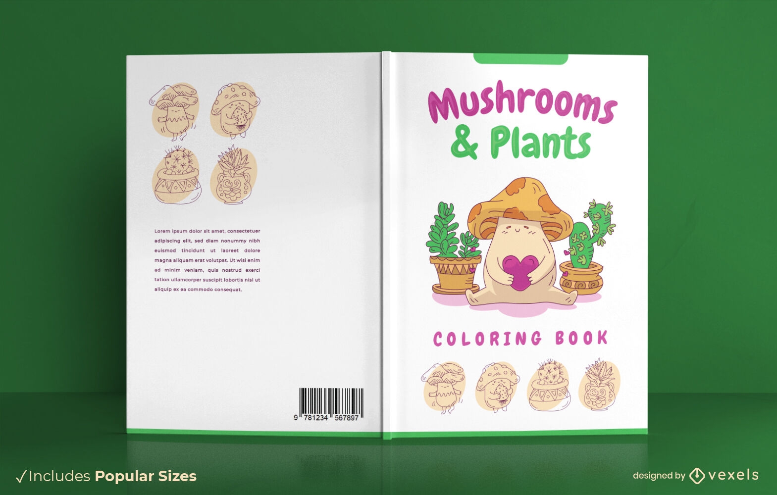 Design de capa de livro de cogumelos e plantas