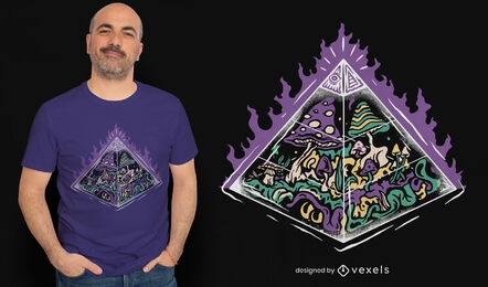 Pirâmide com design de camiseta de cogumelos