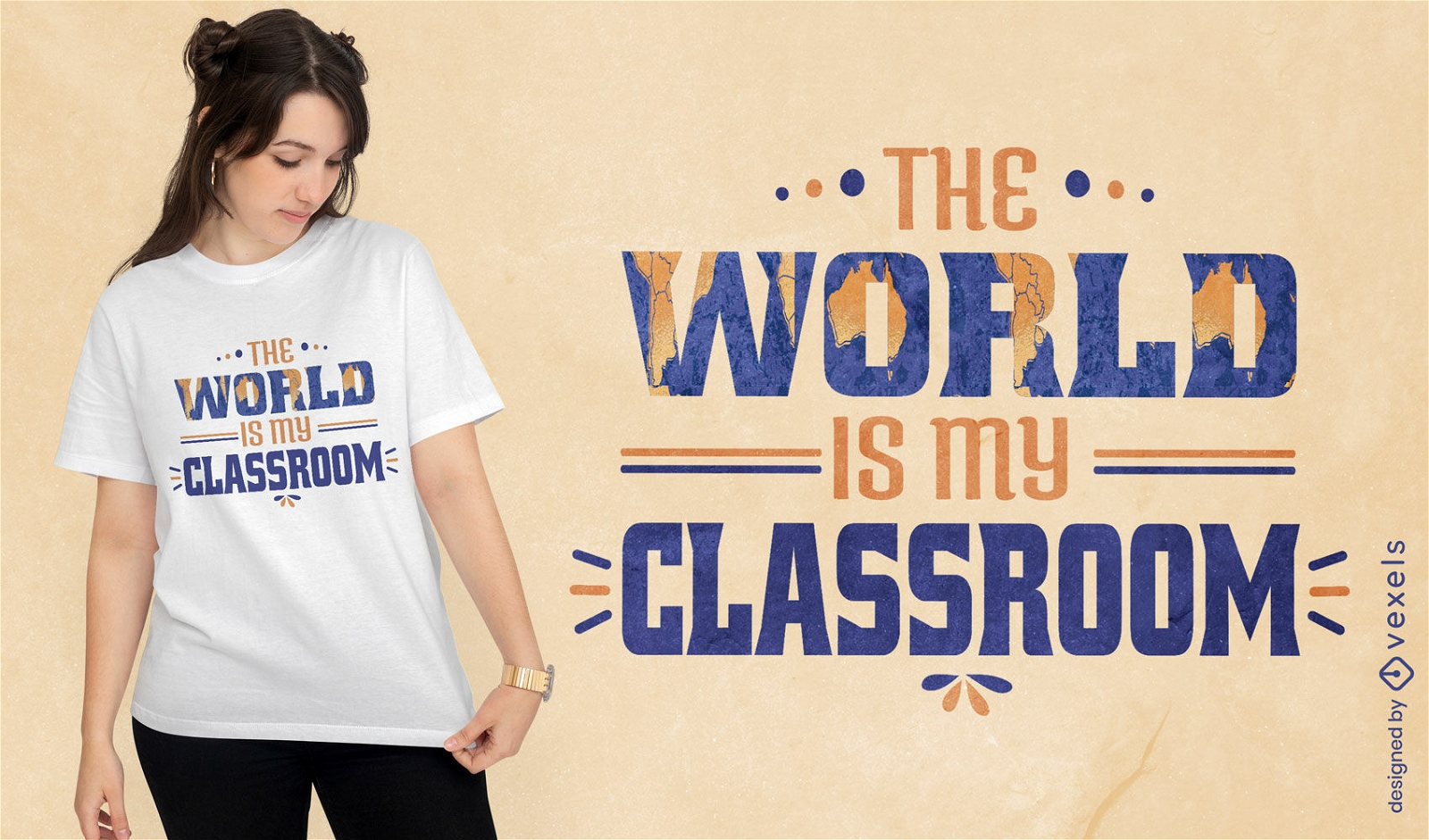 El mundo es mi dise?o de camiseta con cita en el aula.
