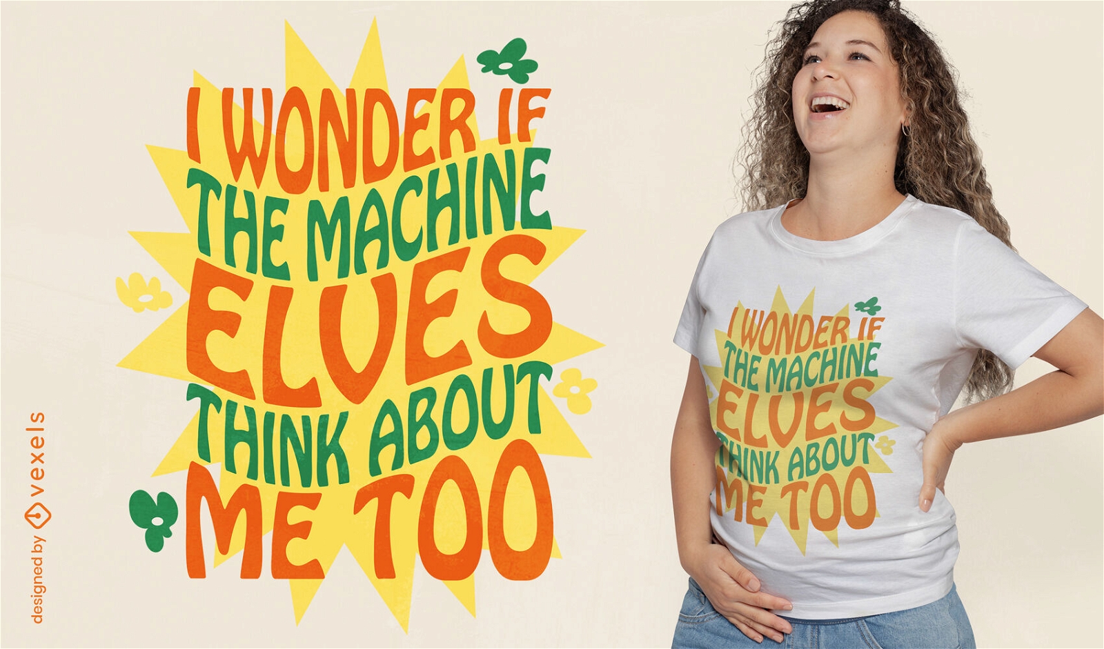 Diseño de camiseta de cita de duendes de máquina divertida