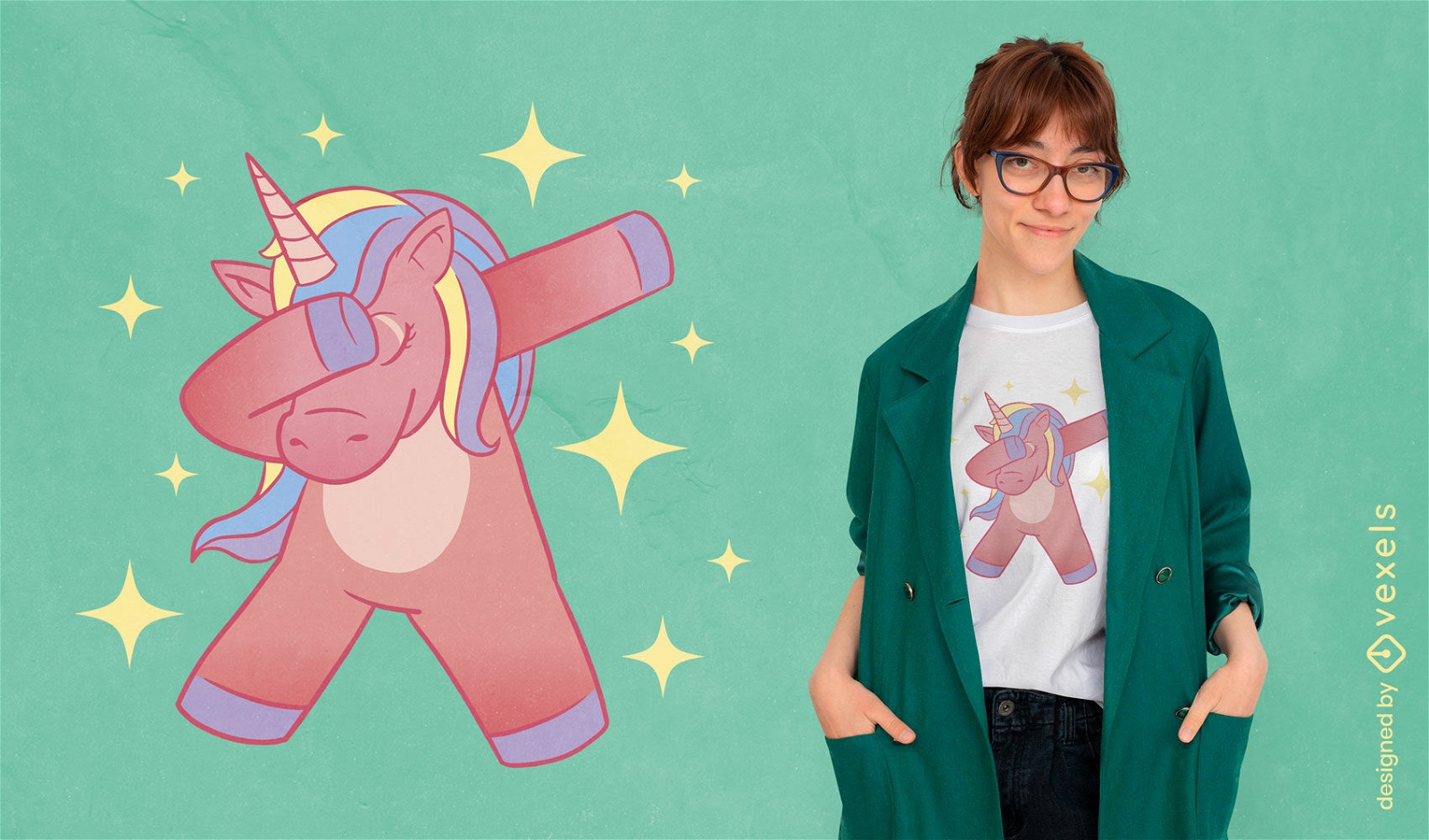 Diseño de camiseta de unicornio rosa dabbing
