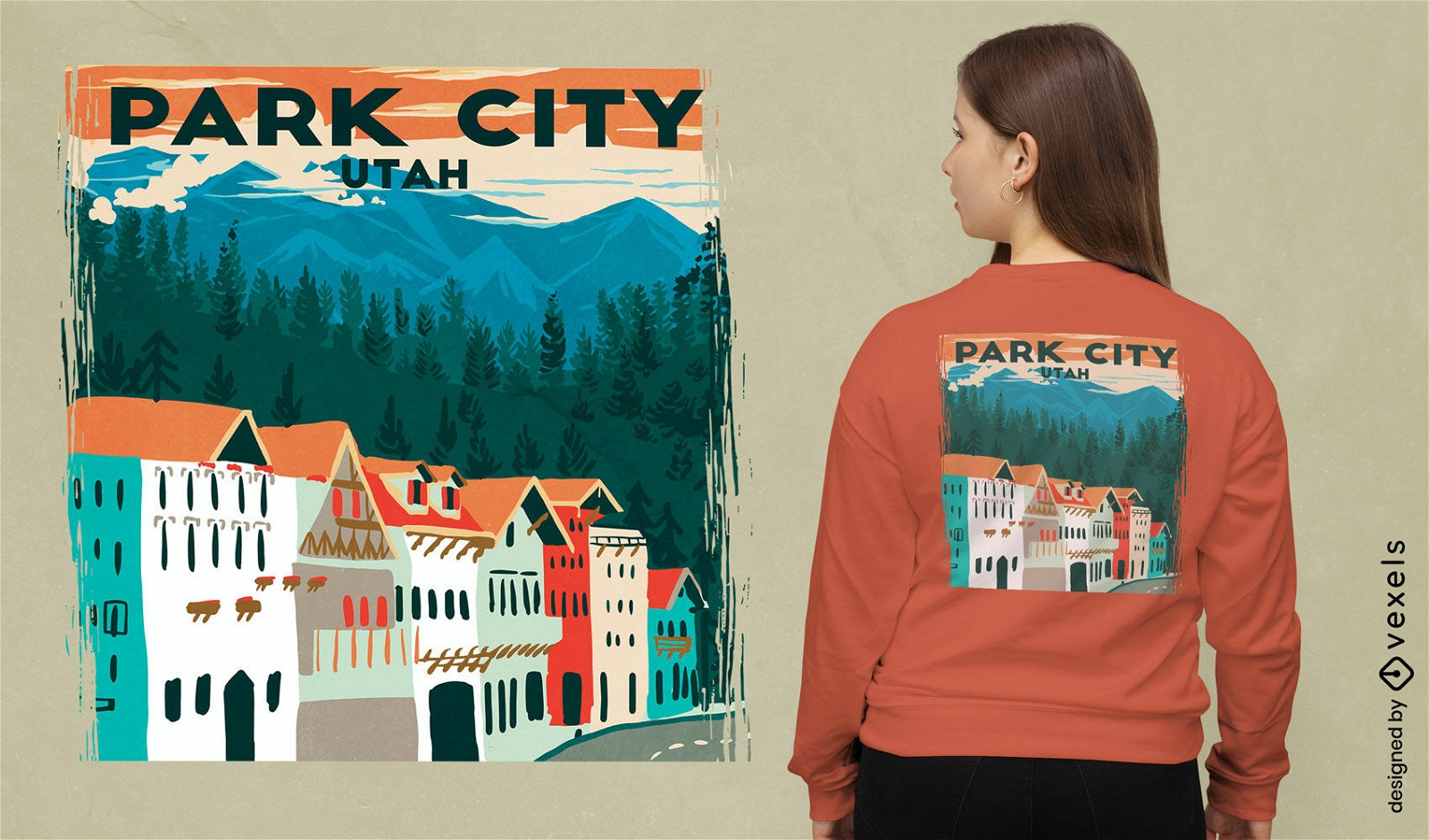 Design de camiseta de paisagem de Park City Utah