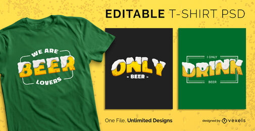 Bearbeitbares PSD-T-Shirt mit Biertexteffekt