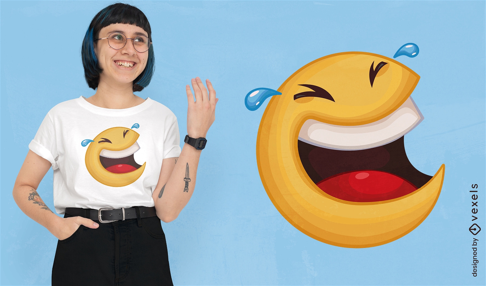 Design de camiseta emoji rindo