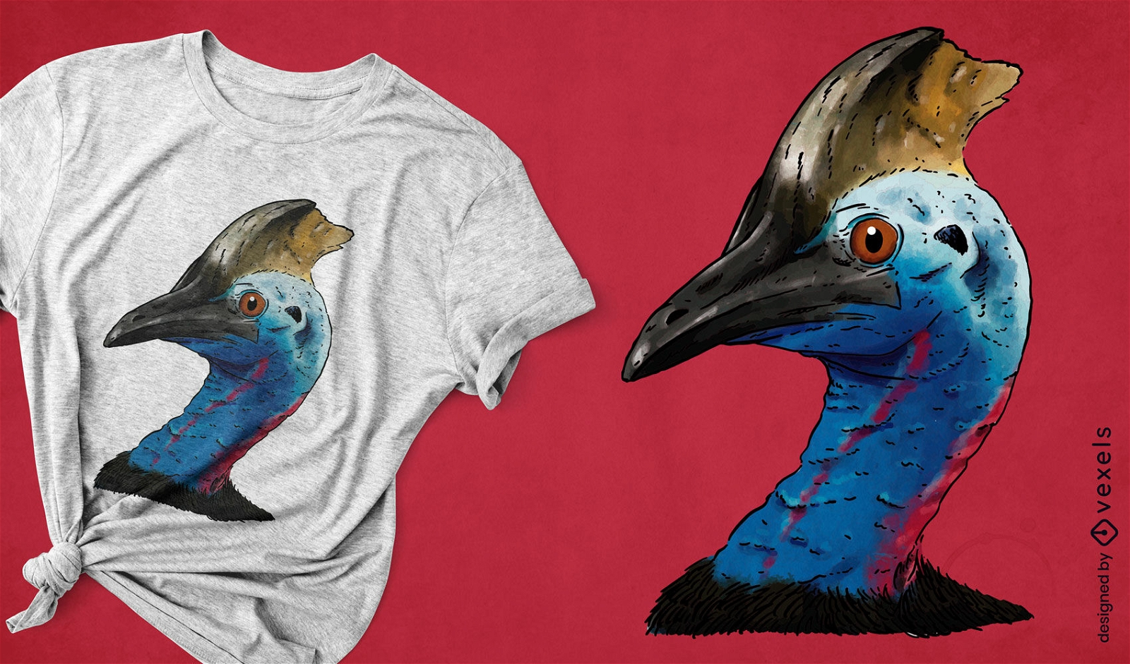 Diseño de camiseta de pájaro casuario