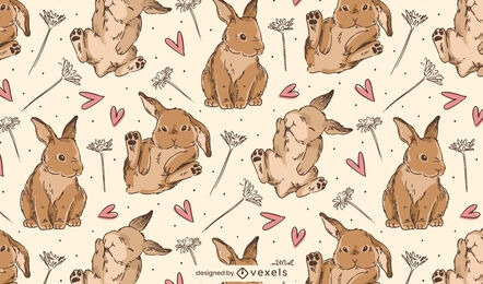 Watercolor rabbits pattern design