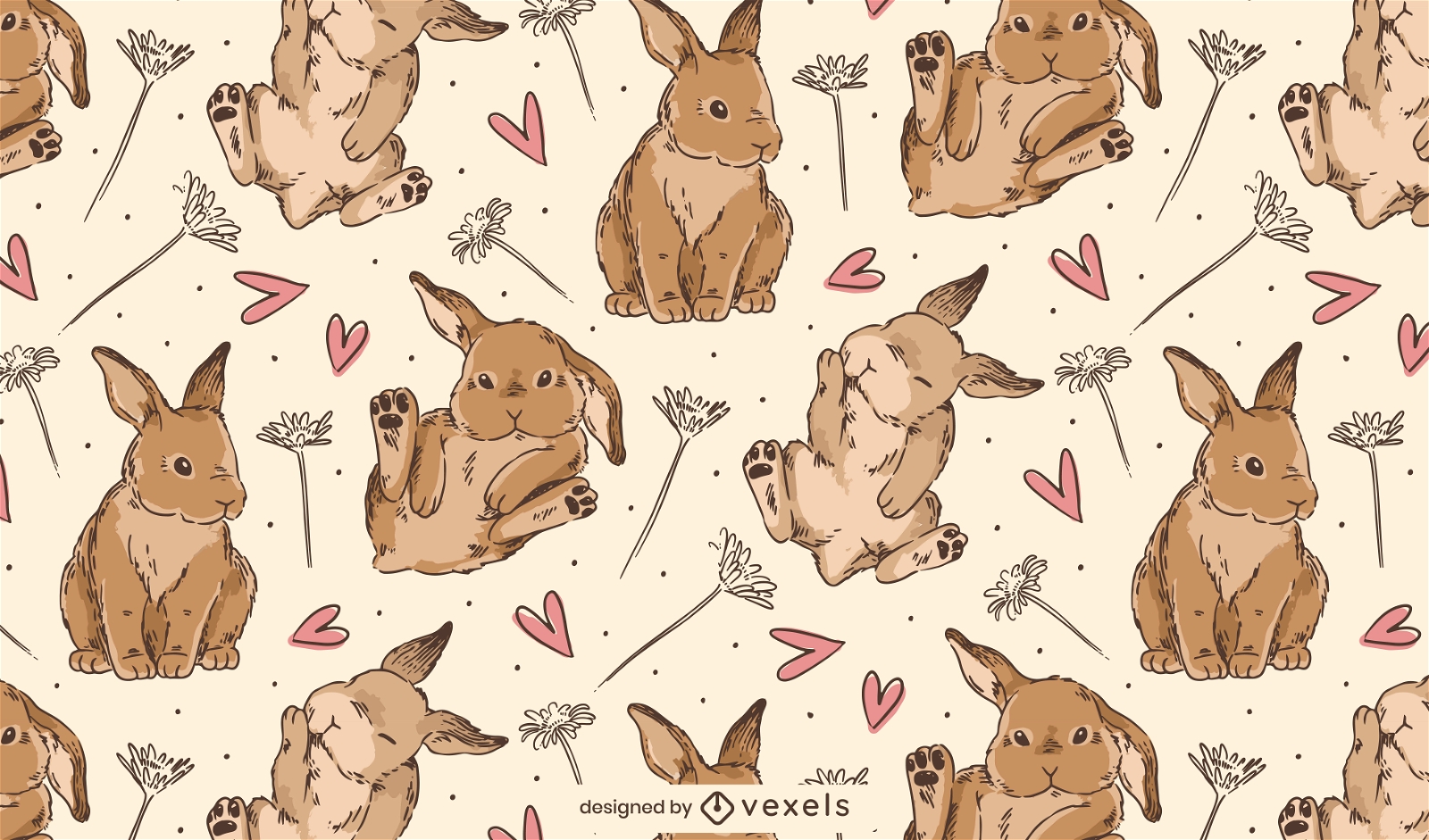 Diseño de patrón de conejos de acuarela
