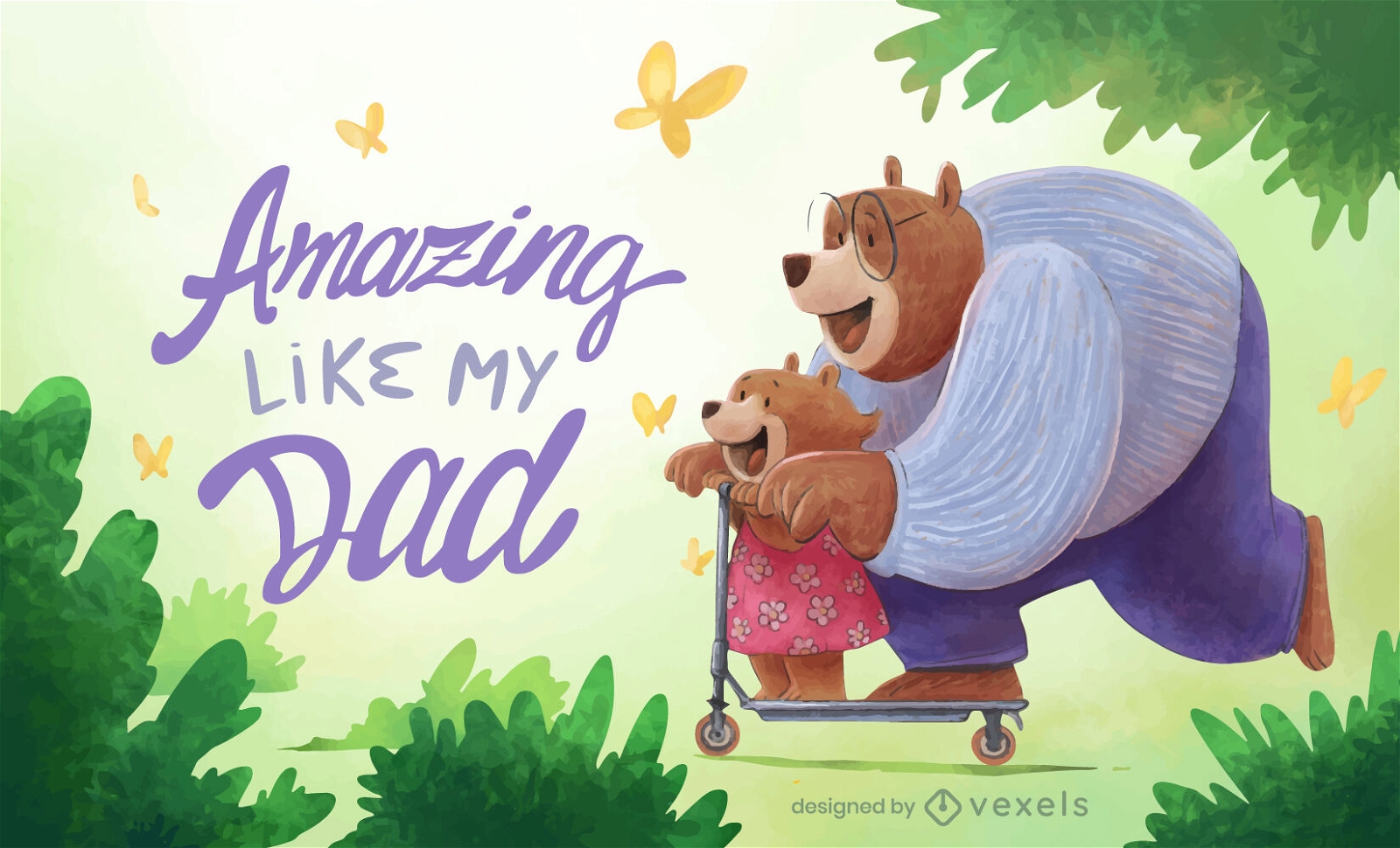 Bear dad quote illustration design