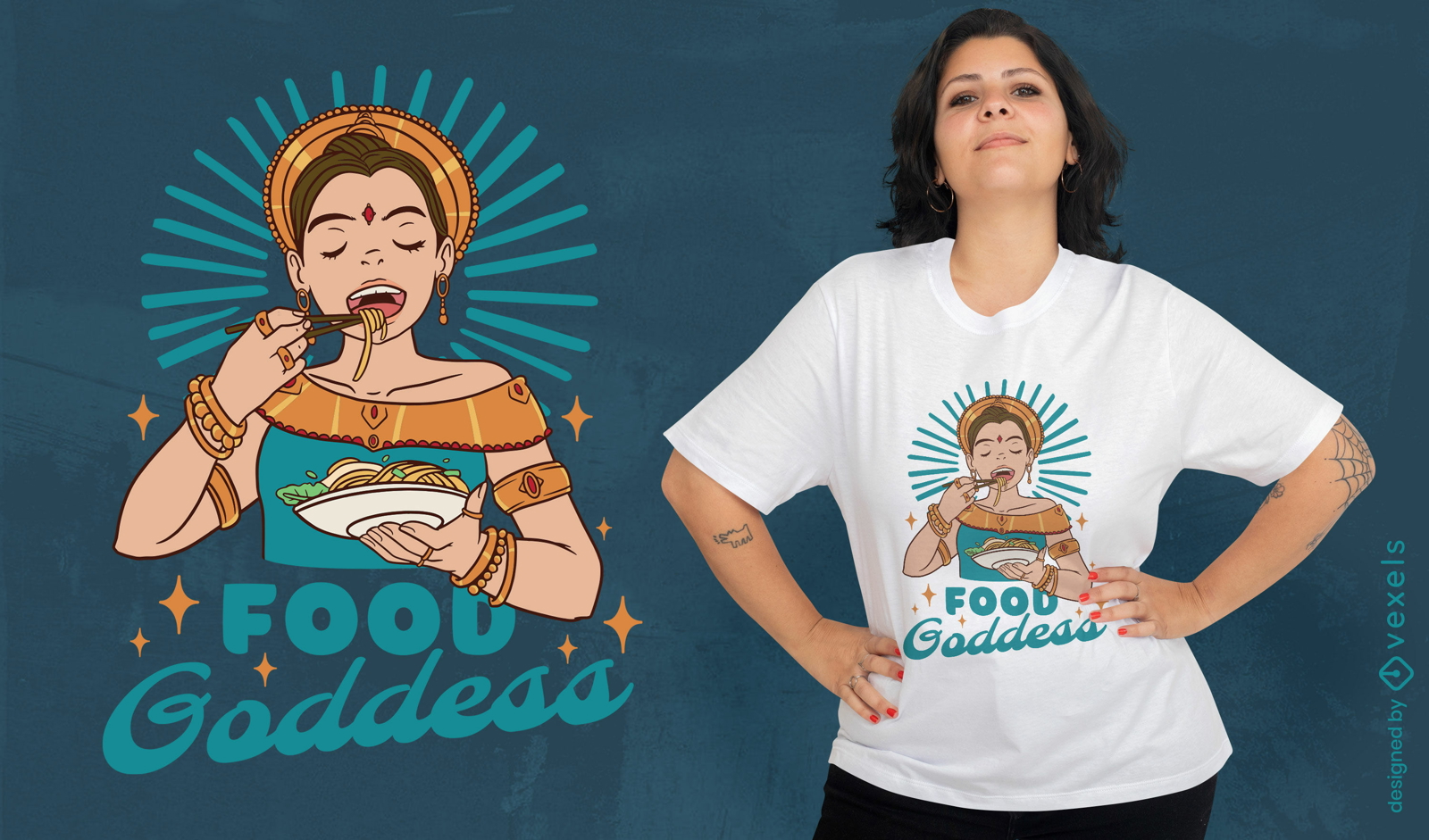 Design de camiseta com citação de comida de menina Apsara