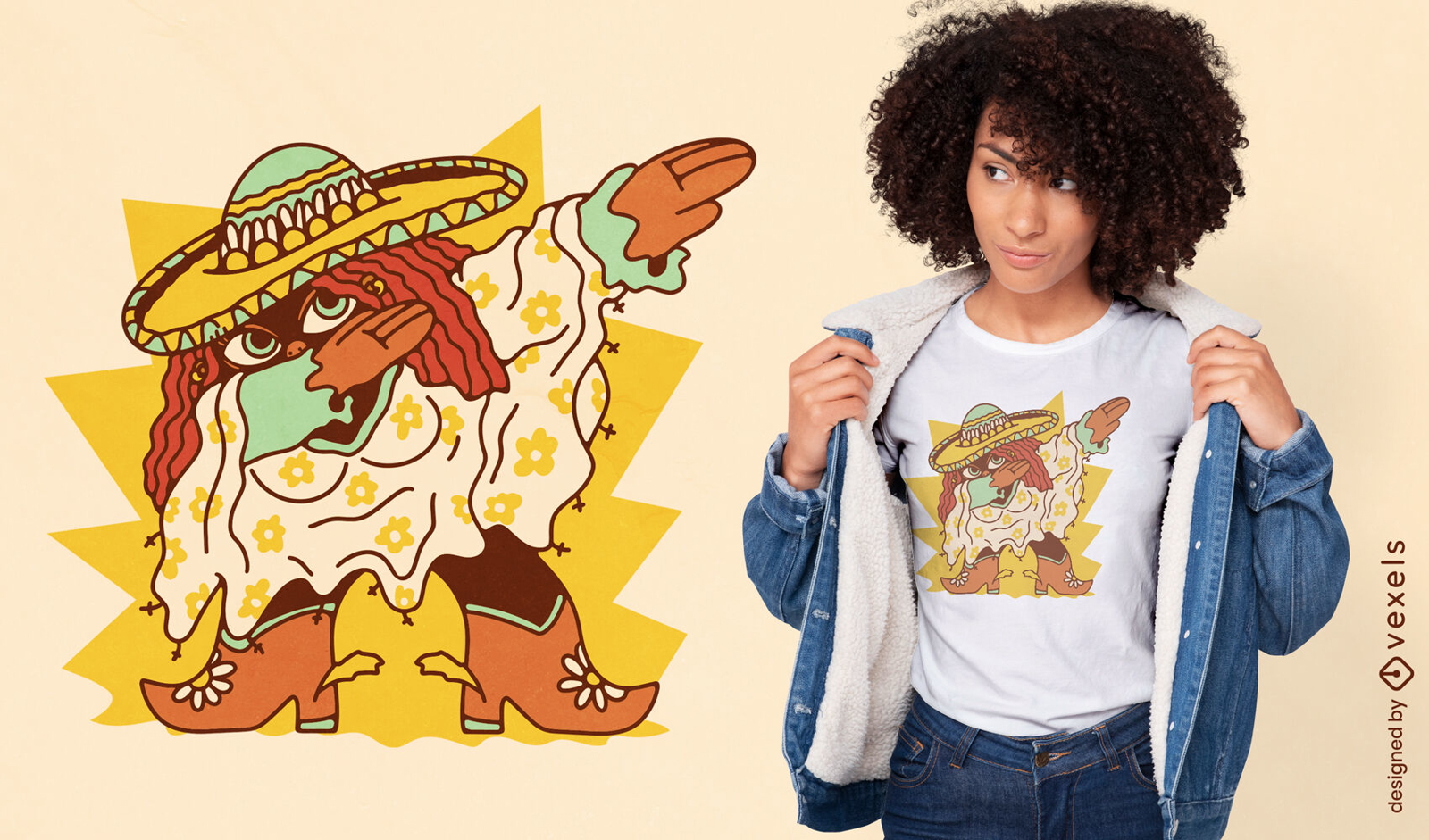 Diseño de camiseta dabbing de mujer mexicana