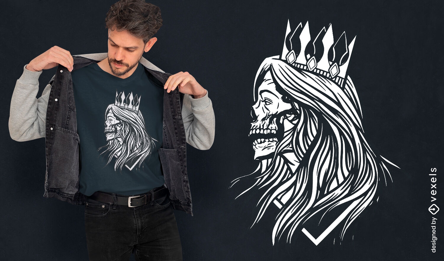 Skeleton queen with crown t-shirt design